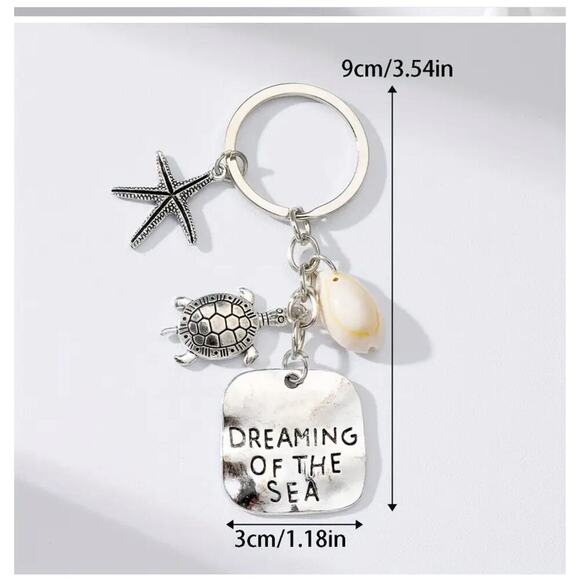 Dreaming of the Sea Keychain Charms with Seahorse and Starfish Accents - Picture 2 of 4